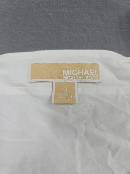 Michael Kors White Tiered Cotton Blend Sleeveless Dress Size M Boho Beachy - Picture 2 of 4